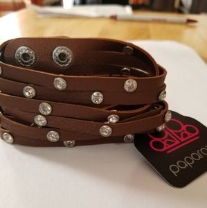 Paparazzi brown & rhinestone wrist wrap